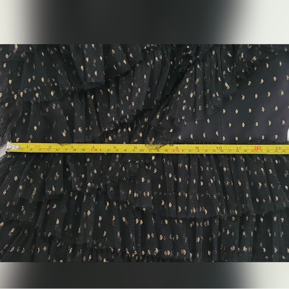BCBGMaxAzria One Shoulder Black and Gold Tulle Dress - Picture 12 of 13